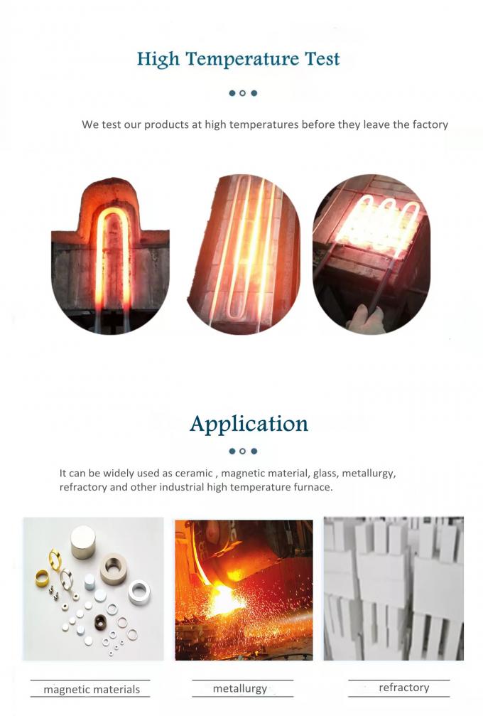 1800c U Tipi Mosi2 Elektrik Fırını için Molibden Disilikit Isıtma Elementi 0